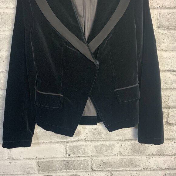 William Rast Black Velvet Fitted Structured Blazer Jacket - Picture 3 of 14